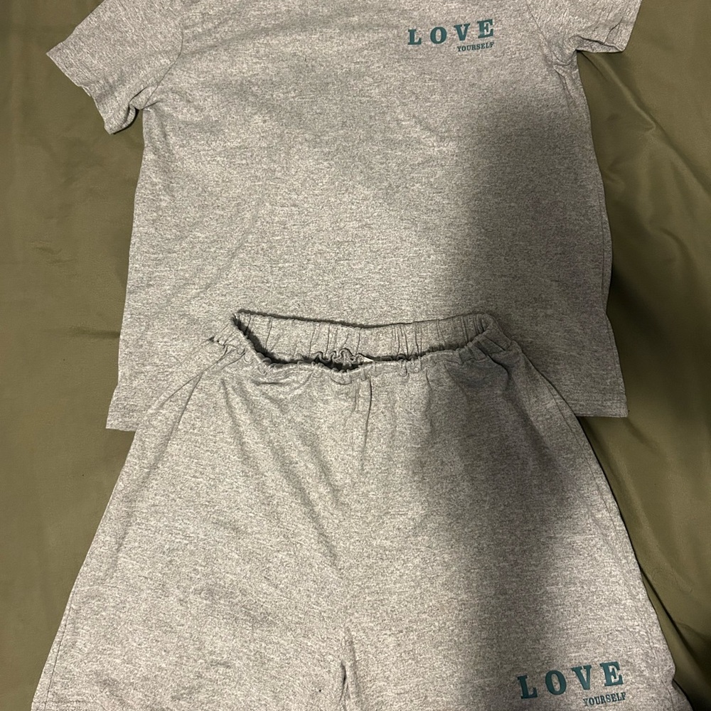 Kids Gray Two Piece T-Shirt and Shorts Set